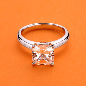 925 Sterling Silver Cushion Cut CZ Solitaire Ring 2