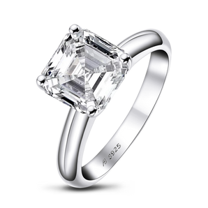 925 Sterling Silver Asscher Cut CZ Diamond Solitaire Ring 1