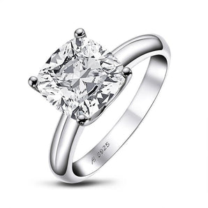 925 Sterling Silver Cushion Cut CZ Solitaire Ring 1