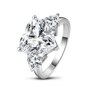 Three Stone Heart CZ Trillion Ring 1