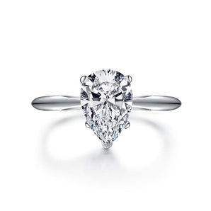 925 Sterling Silver Classic Solitaire Pear CZ Ring 2