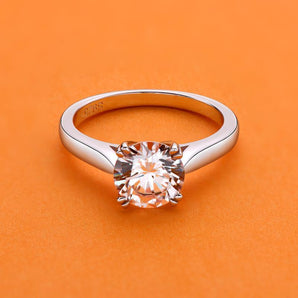 925 Sterling Silver Classic Round Cut CZ Solitaire Ring 2