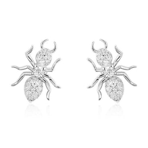 925 Sterling Silver CZ Spider Created Diamond Stud Earring 1