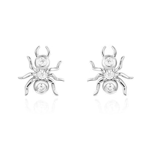 925 Sterling Silver Small Spider CZ Stud Earring 1