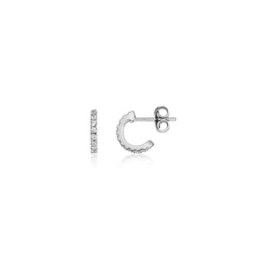 Sterling Silver Crystal Mini Huggie Hoops Earrings: Sparkling Chic 1