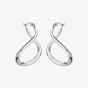 23mm Wave Hoop Silver Earring 1