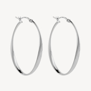 Cinta Large Hoop Oval Shape Silver Earring 1