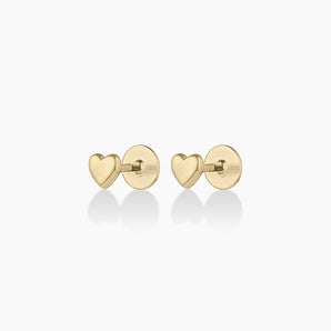 925 Sterling Silver Heart Flat Back Studs Earrings 1