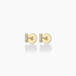 925 Sterling Silver Diamond Pavé Bar Flat Back Studs 1