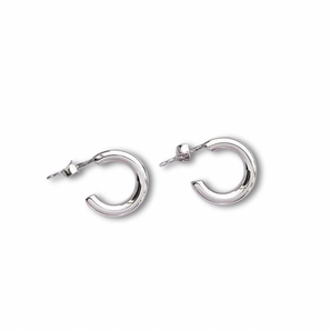 925 Sterling Silver Chunky Hoops Earrings, silver small 1