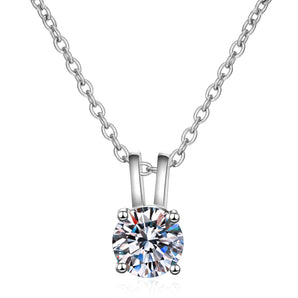 925 Sterling Silver Round Cut CZ Simple Pendant Necklace 1