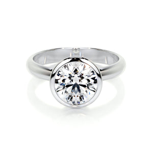 3.0 CT Round Bezel CVD F/SI1 Diamond Engagement Ring 1