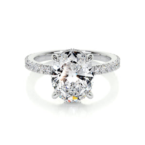 2.0 CT Oval Hidden Halo CVD E/VS2 Diamond Engagement Ring 1