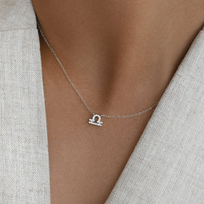 925 Sterling Silver Libra Charm Necklace 2