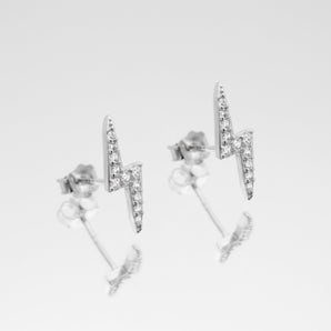 925 Sterling Silver Lightning Bolt Stud Earrings 2