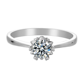 925 Sterling Silver Snowflake Round Cz Solitaire Ring 2