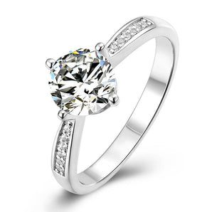 925 Sterling Silver  Classic Round Cut CZ Four Micro Setting Solitaire Ring 1