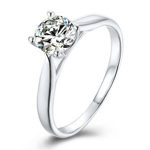 925 Sterling Silver Classic Round CZ Solitaire Ring 1