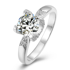 925 Sterling Silver Classic Round Cut CZ Micro Setting Solitaire Ring 1