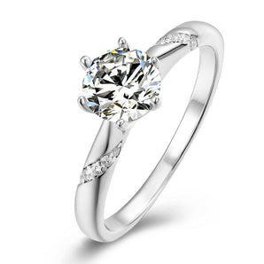 925 Sterling Silver  Classic Round Cut CZ Fashion Solitaire Ring 1