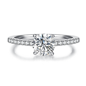 925 Sterling  Silver Round Cut Solitaire Pave Style Wedding Ring for Her 1