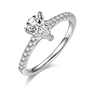 925 Sterling Silver Pear Cut Pave Style Engagement Ring 2