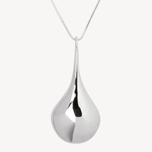 80cm Mercury Chain Large Teardrop Silver Necklace 1