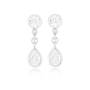 925 Sterling Silver Natalia Pear Cut Cubic Zirconia Earrings 1