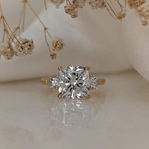 3.55 CT Cushion Three Stone CVD F/VS1 Diamond Engagement Ring 1