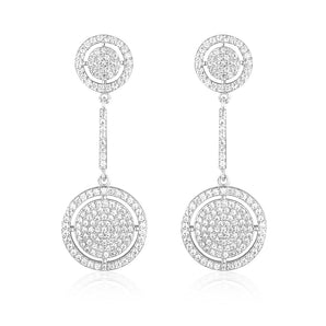 925 Sterling Silver Olivia Round Cut Cubic Zirconia Drop Earrings 1