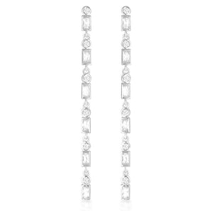 925 Sterling Silver CZ Addison Drop Earrings Silver 1