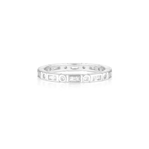 925 Sterling Silver CZ Addison Band Silver 1