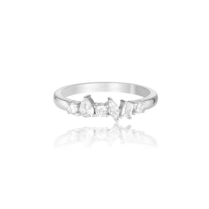 925 Sterling Silver Simi Round Cut Cubic Zirconia Wedding Band 1