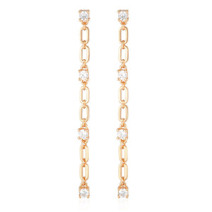 925 Sterling Silver Jacinta Round Cut Cubic Zirconia Drop Earrings 1