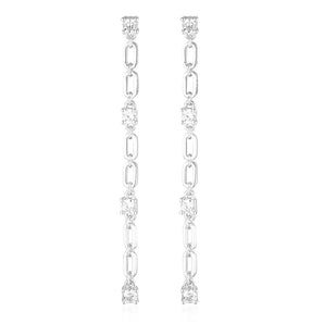 925 Sterling Silver Jacinta Round Cut Cubic Zirconia Drop Earrings 1