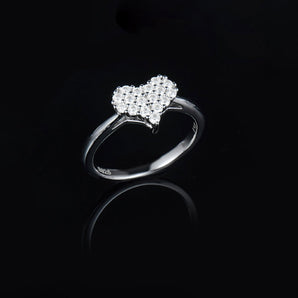 925 Sterling Silver 3.5mm Round Cut Moissanite Diamond Heart Shaped Ring 1