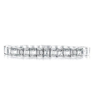 925 Sterling Silver Classic Emerald Cut Created White Diamond Tennis Bracelet 2