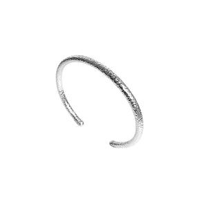 925 Sterling Silver Plain Round Cuff Bracelet, Hammered Silver 1