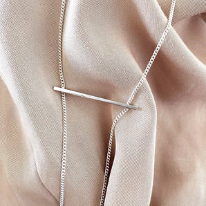 925 Sterling Silver Rod Lariat Necklace Silver 1