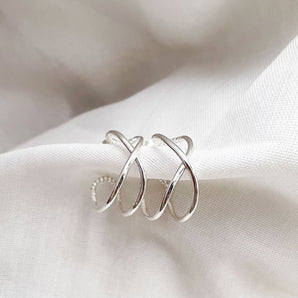 925 Sterling Silver A Cross Hoops Earrings 1