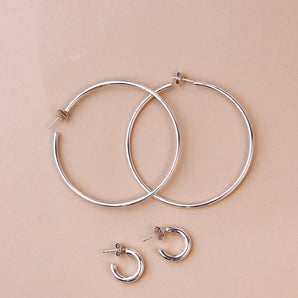 925 Sterling Silver Hoops  Earrings XL, silver 1