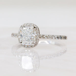 1.21 CT Cushion Halo E/VS1 Diamond Engagement Ring 2