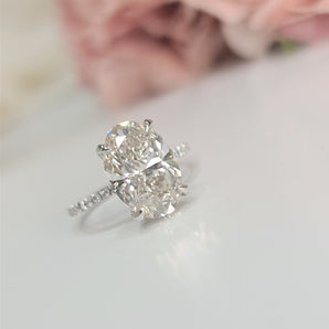 3.0 CT Oval Hidden Halo CVD G/VS1 Diamond Engagement Ring 1