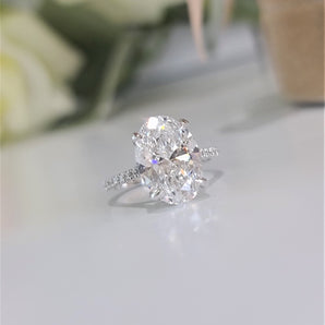 4.0 CT Oval Hidden Halo CVD F/VS1 Diamond Engagement Ring 2