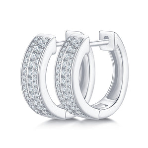 925 Sterling Silver Hoop-Shaped Three-Row  Earrings 1