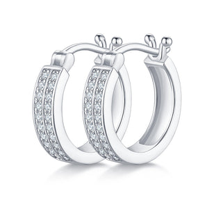 925 Sterling Silver Hoop Double Row Earrings 1