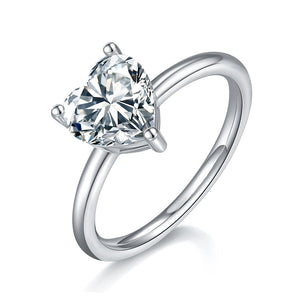 925 Sterling Silver Heart Shaped Solitaire Style Ring 2