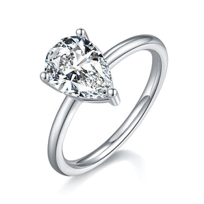 925 Sterling Silver Pear Shaped Solitaire Style Wedding Ring 2