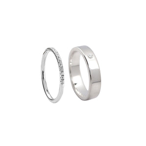 925 Sterling Silver Set Wedding Rings for Him & Her 1